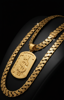 ZH Nouveau Design Tendance Collier Pendentif Couronne USD Plaqué Or 24K Chaîne Gourmette Géométrique Hip Hop en Laiton Bijou Unisexe Cadeau