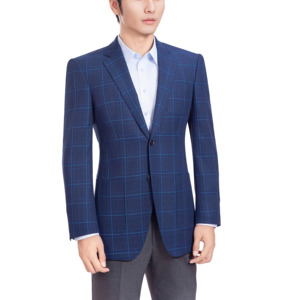<span class=keywords><strong>Traje</strong></span> de <span class=keywords><strong>Hombre</strong></span> Azul Rey a Cuadros, Corte <span class=keywords><strong>Entallado</strong></span>, Solapa con Muescas, Blazer y Pantalones para Bodas y Reuniones de Negocios - Product Image 5