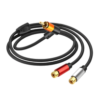 I-zclive Répartiteur RCA en Y à 90 degrés, design fin de 20 cm, coque en aluminium plaqué or, pour haut-parleur et subwoofer audio stéréo