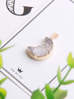 Nouvelle petite taille tranche plaqué or croissant de lune Aemethyst pierre pendentif lune dame pierre brute pendentif lune pour collier