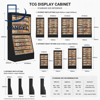 Vitrine d'exposition de cartes TCG Hangyi : Présentoir de cartes gradées avec dos en verre, éclairage LED, écologique et durable pour la vente au détail
