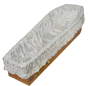 F26 # 经典有用的美国风格3件棺材内衬染色绉纱棺材内衬葬礼配件