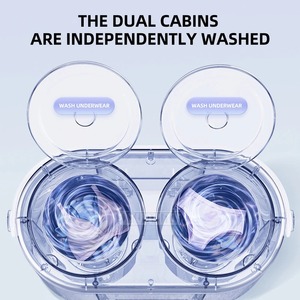 Mini <span class=keywords><strong>lave</strong></span>-<span class=keywords><strong>linge</strong></span> compact à chargement par le haut à double bac pour sous-vêtements et chaussettes, idéal pour la maison, la voiture et les dortoirs, usage bébé uniquement - Product Image 3