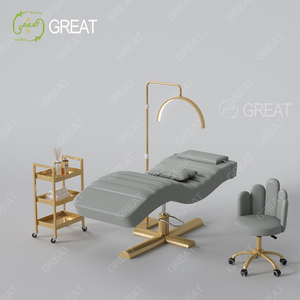 Perlengkapan Salon Kecantikan Mewah Modern Berkualitas Tinggi, Tempat Tidur Spa Wajah Kulit Pink dengan Alas Baja Anti Karat, Tempat Tidur Ekstensi Bulu Mata, Tempat Tidur Kecantikan Melengkung - Product Image 3