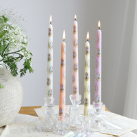 25cm Lange Stabkerze mit Retro-Druck, Rauchfrei und Unparfümiert, aus Sojawachs für Hotel, Restaurant, Hochzeit, Weihnachten und Halloween-Dekoration