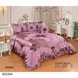 <strong>Luxury</strong> European American Style Wedding <strong>Bedding</strong> <strong>Set</strong> <strong>Matching</strong> <strong>Curtains</strong> Embroidered Lace Polyester <strong>Bedding</strong> <strong>Sets</strong> Collections King - Product Image 3