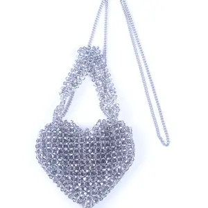 Fabriek Custom Acryl Hart Kralen Handgemaakte Avondtas Ketting Hartvormige Bruids Bruiloft Clutch