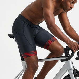 <b>Men's</b> Cycling Bib <b>Shorts</b> <b>Three</b> <b>Quarter</b> <b>Length</b> Fitted Quick Dry Spandex Nylon Red Patterned Trim - Product Image 1
