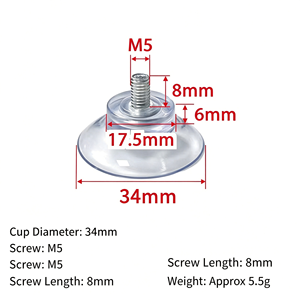 FE-A001M4 M5 M6 Transparent PVC Suction Cup with Screw and <strong>Nut</strong>, 30mm 34mm Strong Vacuum Suction Cup Hook for Glass <strong>Tile</strong> Smooth - Product Image 6