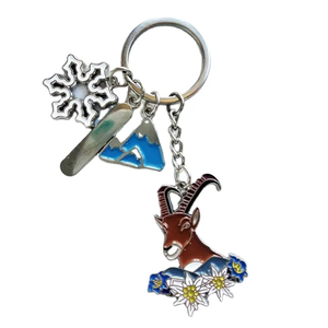Personalizado Metal Edelweiss vaca nieve montaña Suiza recuerdo llavero - Product Image 3