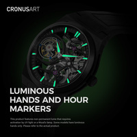 Montre mécanique tourbillon personnalisée de luxe pour homme CRONUSART, boîtier en titane or rose avec bracelet en caoutchouc bleu, édition limitée