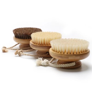 Prix de gros bambou bain corps brosse éponge épurateur massage douche brosses sisal rond bain brosse - Product Image 5