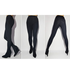 Conjunto de ropa de manopla negra Sexy para mujer, <span class=keywords><strong>botas</strong></span> de tacón de cuña hasta la rodilla elásticas <span class=keywords><strong>con</strong></span> forro de malla, pantalones Legging de estilo occidental - Product Image 5