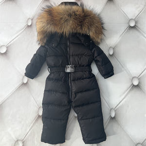 Veste d'hiver personnalisée en duvet de canard blanc avec <span class=keywords><strong>capuche</strong></span> en <span class=keywords><strong>fourrure</strong></span> pour bébé Vêtements d'extérieur d'hiver pour enfants Combinaison de ski pour garçon Vêtements chauds Habit de neige - Product Image 5