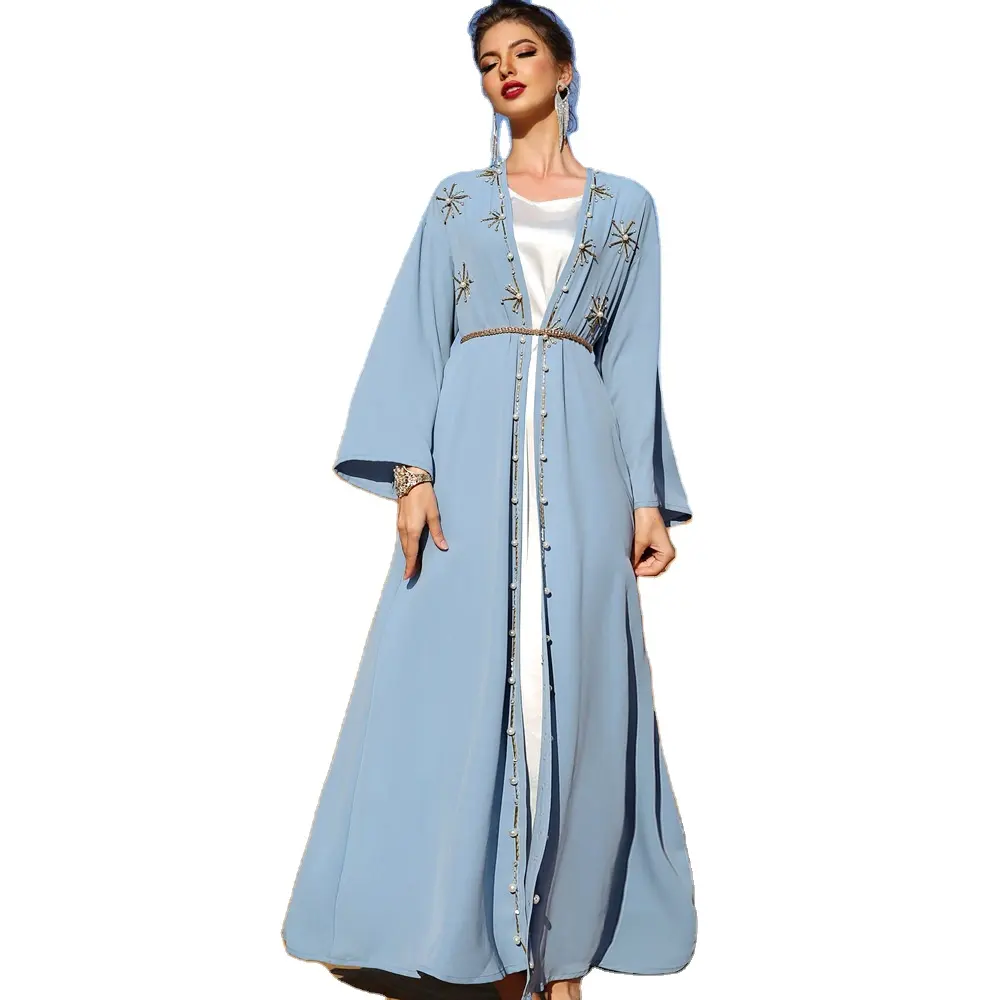 Roupas femininas islâmicas de dubai, roupas femininas de estilo simples com frente aberta para o abaya