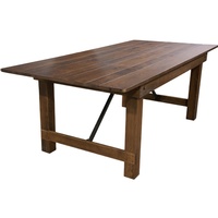 Table pliante de salle à manger antique en bois massif pour la fête de mariage Table de ferme de campagne en bois de pin