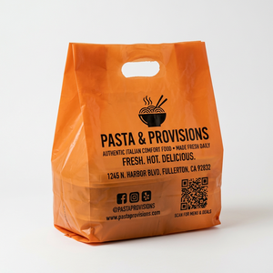 Sac en plastique découpé à la forme avec poignée, personnalisable avec logo, imprimé sur mesure, en LDPE et HDPE, vente en gros - Product Image 2