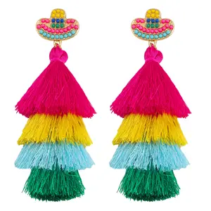 Mexico тематические украшения для вечеринок Cinco De Mayo Mexican Fiesta серьги для женщин многоярусная кисточка сомбреро шляпа серьги-гвоздики