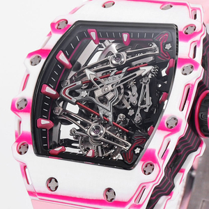 Men's Pink Carbon Fiber Tourbillon <b>Watch</b>, Tonneau-Shaped <b>Skeleton</b> <b>Automatic</b> Mechanical <b>Watch</b> - Product Image 3