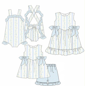 Conjuntos de Ropa para Bebés y Niños, Personalizados, Casuales, de Primavera/Otoño, Transpirables, de Algodón y Elastano, con Estampado Floral, Lazos y Vestidos - Product Image 1