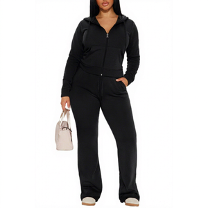 Nouveau design – Survêtement décontracté d'hiver pour femme avec capuche, haut court à manches longues et pantalon long - Product Image 1