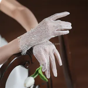 Ym112 לבן fingered כלה קצרה כפפות אורך כף היד כפפות חתונה נשים אביזרים לחתונה