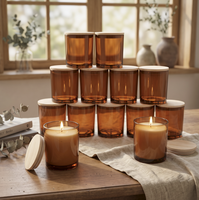 Bocaux en verre ambré avec couvercles en bois 8oz 10oz 12oz – Contenants vides pour la fabrication de bougies parfumées – Fournitures d'emballage en gros