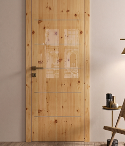 Puerta de Madera de Pino de Alta Durabilidad, Panel Sólido, Grano Natural, Elegante, Interior y Exterior, Tamaños Personalizados, Fabricante - Product Image 1
