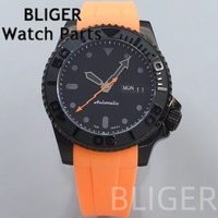Montre de plongée BLIGER 40 mm pour homme, mécanique analogique NH36, cadran noir lumineux, verre saphir, bracelet en caoutchouc rouge/jaune, 100 m