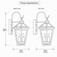 Lampes solaires de jardin vintage en aluminium de haute qualité, style antique, LED, base E27, indice de protection IP65, abat-jour en verre, 50 000 heures