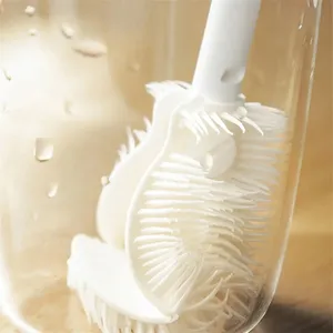 Zenidoo 360 Bendable Eco-Friendly <b>Silicone</b> Multi-Functional Cup Glass Scrubber Soft Bristles Long Handle Household Cleaning <b>Tool</b> - Product Image 4