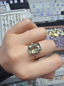 Anillo de Plata de Ley S925 con Cuarzo Verde Facetado Natural, Piedra Curativa de Chakra, para Superar la Ira, la Tensión y la Ansiedad - Product Image 5