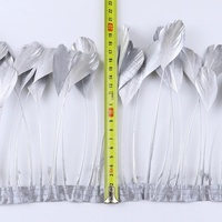 Ruban de 1 mètre en plumes d'oie teintées or/argent, 6-8 pouces, pour robes, vêtements, accessoires de couture, artisanat, franges, marque YJX