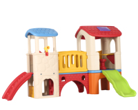 Aire de jeux combinée en plastique pour enfants, intérieure et extérieure, avec toboggan