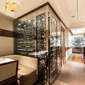 Hotel modern wine bar cabinet display with led luxury wine glass rack