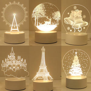 Lampe <span class=keywords><strong>de</strong></span> <span class=keywords><strong>nuit</strong></span> créative en acrylique carrée <span class=keywords><strong>de</strong></span> taille moyenne avec illusion 3D, LED blanc chaud, alimentée par USB, <span class=keywords><strong>projection</strong></span> pour chambre à coucher, table, bureau - Product Image 2