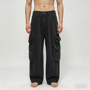 <span class=keywords><strong>Pantalones</strong></span> Cargo <span class=keywords><strong>de</strong></span> Mezclilla Personalizados <span class=keywords><strong>de</strong></span> Diseñador, <span class=keywords><strong>Pantalones</strong></span> Anchos <span class=keywords><strong>de</strong></span> Estilo Urbano Americano <span class=keywords><strong>para</strong></span> Hombre y <span class=keywords><strong>Mujer</strong></span>, <span class=keywords><strong>Pantalones</strong></span> Cargo con Múltiples Bolsillos - Product Image 2