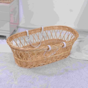 <strong>Classic</strong> Handmade Wicker Moses Basket Lightweight Breathable Baby Cradle with Reinforced Handle Portable Bassinet for Newborn - Product Image 2