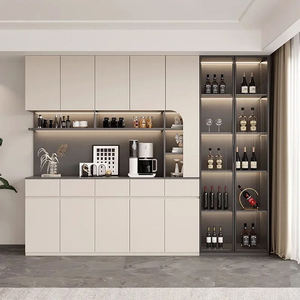 Porte vitrée en bois au design moderne Étagère de rangement murale Buffet Vaisselle Vin Présentoir Armoire pour le salon - Product Image 1