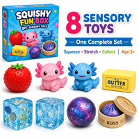 Southpeak Toy Squishy Fun Box 8PC Jouets sensoriels à presser Axolotl Mesh Ball Butter Ice Cube Galaxy Bao BOSS 21x19cm MOQ48 OEM WS