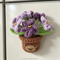 Aimant de réfrigérateur en crochet fait main, plante succulente en pot en fil, mignon, décoration pour la maison et la cuisine, cadeau, vente en gros