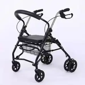 Ngoài trời Walker bị vô hiệu hóa nhôm Bốn Vòng người cao tuổi bánh xe ghế với ghế rollator Walker