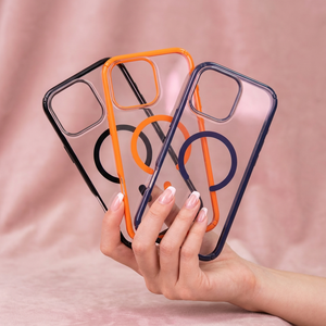 Coques de téléphone portable magnétiques transparentes orange personnalisées, étanches et antichoc, pour <span class=keywords><strong>iPhone</strong></span> 17 16 15 14 13 <span class=keywords><strong>12</strong></span> Pro Max – Vente en gros - Product Image 3