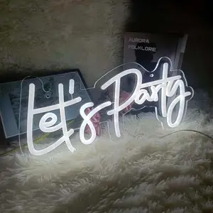 DropShipping Manufacturer Customized High Quality 5V USB Powered Lets Party LED Neon Sign for Wedding Party Decor