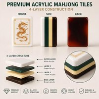 2026 Originality Ensemble de Mahjong Chinois-Américain de Luxe, Motif Écaille de Tortue, Peint à la Main, Tuiles d'Art Classique en Acrylique, Cadeau, En Stock, Prêt à l'emploi