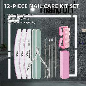 Kit de Soins de Beauté Complet 12 Pièces : Limes à Ongles Zébrées, Repousse-Cuticules, Outils de Pédicure en Plastique de Haute Qualité - Product Image 2