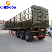 Semi-remorque à plateau avec clôture latérale pour le transport de bétail, animaux et marchandises, Chengda, nouvelle, 3 essieux, prix du marché