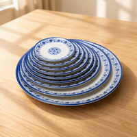 Nouvelle conception, ensemble de vaisselle de restaurant commercial à motif d'orchidée, vaisselle en mélamine, ensemble de vaisselle