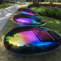 Offre Spéciale : Miroir Sculpté de Luxe en Acier Inoxydable Effet Galet Iridescent, Couleurs Arc-en-ciel Changeantes, pour Jardin, Parc, Hôtel, Place Publique, Taille Personnalisée, OEM