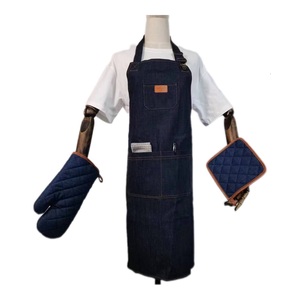 Resistente al calore stampa in tela di cotone <span class=keywords><strong>guanti</strong></span> da <span class=keywords><strong>forno</strong></span> e set di pentole in Denim da cucina <span class=keywords><strong>guanti</strong></span> per la cottura barbecue e lavoro - Product Image 2
